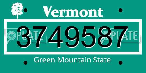 3749587 Vermont License Plate