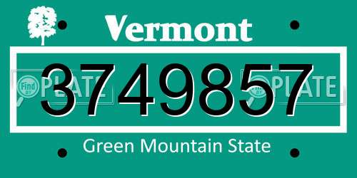3749857 Vermont License Plate