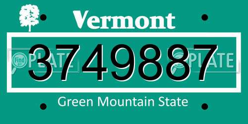 3749887 Vermont License Plate