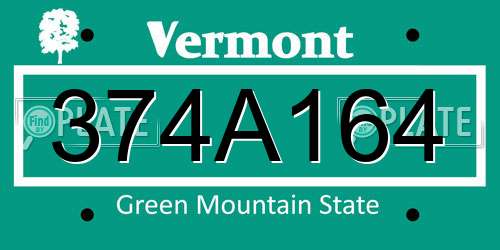 374A164 Vermont License Plate