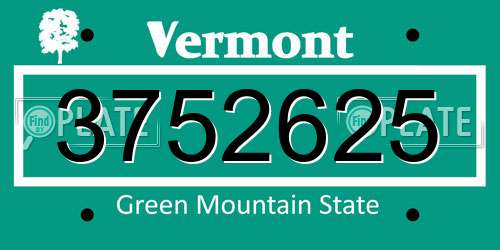3752625 Vermont License Plate