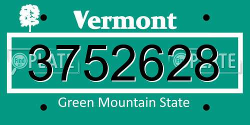 3752628 Vermont License Plate