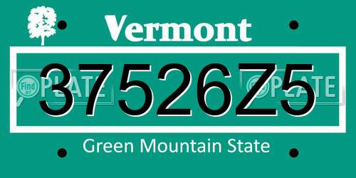 37526Z5 Vermont License Plate