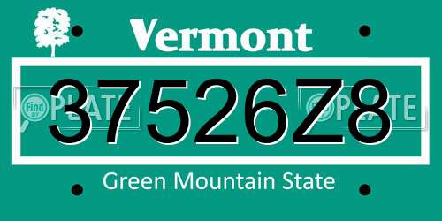 37526Z8 Vermont License Plate
