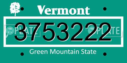 3753222 Vermont License Plate
