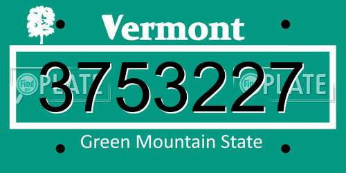 3753227 Vermont License Plate