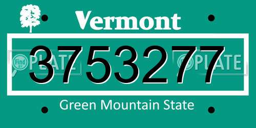 3753277 Vermont License Plate