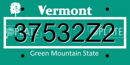 37532Z2 Vermont License Plate