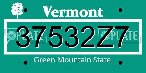 37532Z7 Vermont License Plate