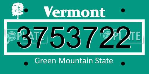 3753722 Vermont License Plate