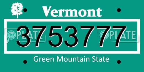 3753777 Vermont License Plate
