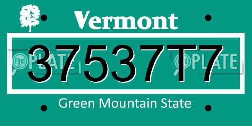37537T7 Vermont License Plate