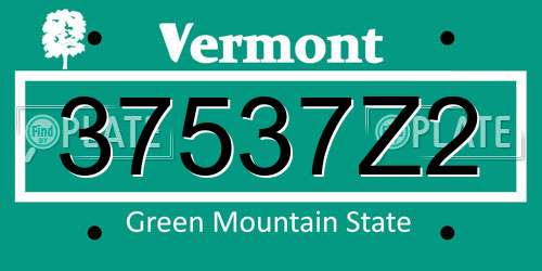 37537Z2 Vermont License Plate