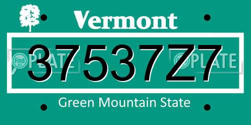 37537Z7 Vermont License Plate