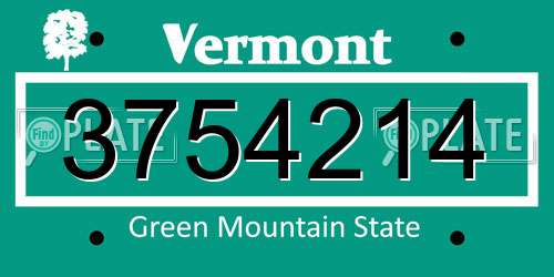 3754214 Vermont License Plate