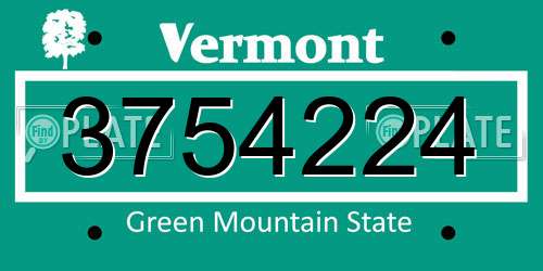 3754224 Vermont License Plate
