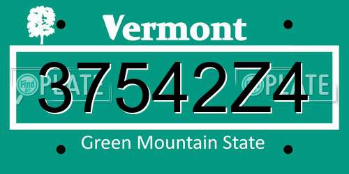 37542Z4 Vermont License Plate