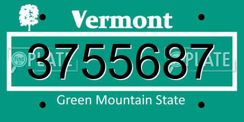 3755687 Vermont License Plate