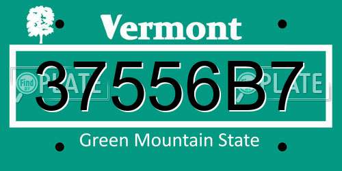 37556B7 Vermont License Plate