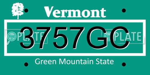 3757GC Vermont License Plate