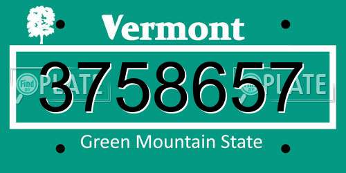3758657 Vermont License Plate
