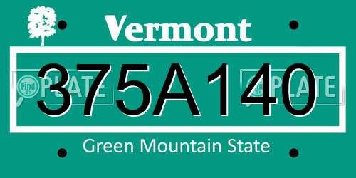 375A140 Vermont License Plate