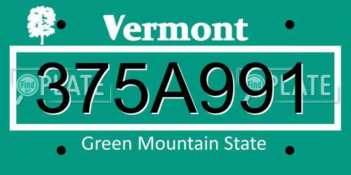 375A991 Vermont License Plate