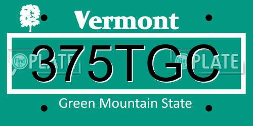 375TGC Vermont License Plate