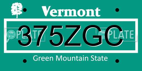 375ZGC Vermont License Plate
