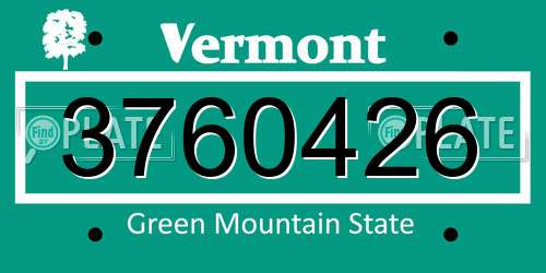 3760426 Vermont License Plate