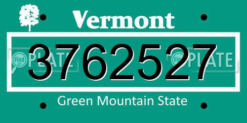 3762527 Vermont License Plate