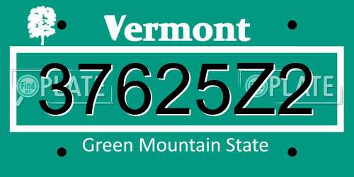 37625Z2 Vermont License Plate