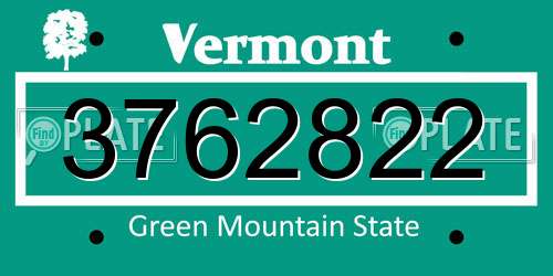 3762822 Vermont License Plate