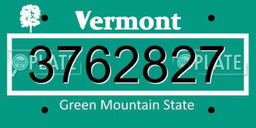 3762827 Vermont License Plate
