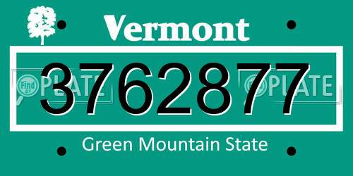 3762877 Vermont License Plate