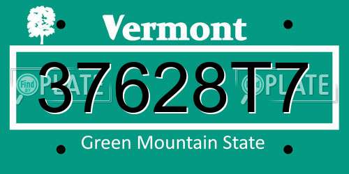 37628T7 Vermont License Plate
