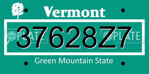 37628Z7 Vermont License Plate