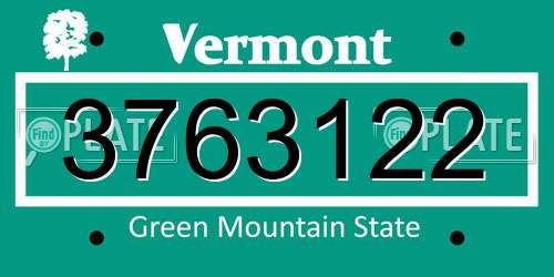 3763122 Vermont License Plate