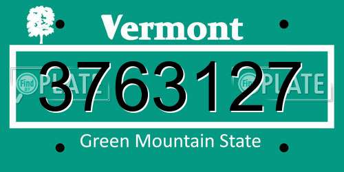 3763127 Vermont License Plate