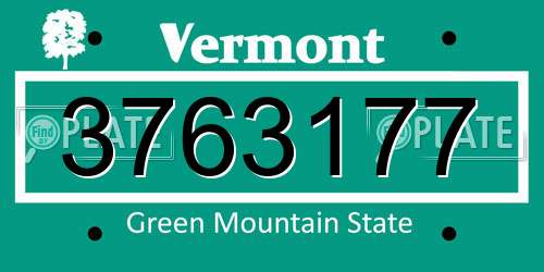 3763177 Vermont License Plate