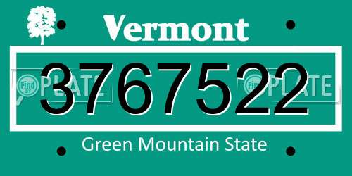 3767522 Vermont License Plate