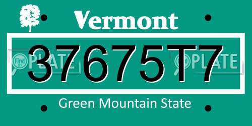 37675T7 Vermont License Plate