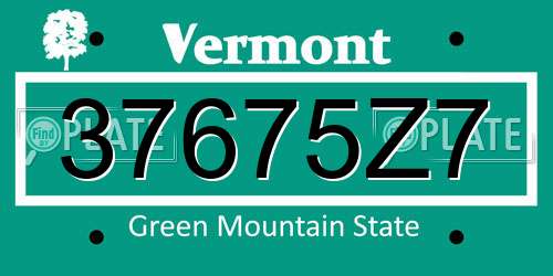 37675Z7 Vermont License Plate