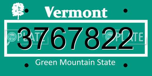 3767822 Vermont License Plate