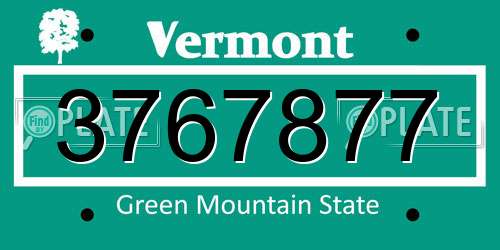 3767877 Vermont License Plate