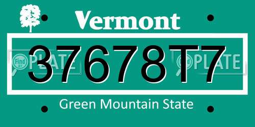 37678T7 Vermont License Plate