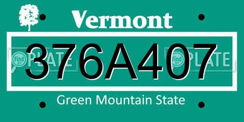 376A407 Vermont License Plate