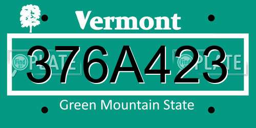 376A423 Vermont License Plate