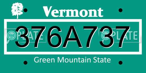 376A737 Vermont License Plate