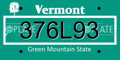 376L93 Vermont License Plate